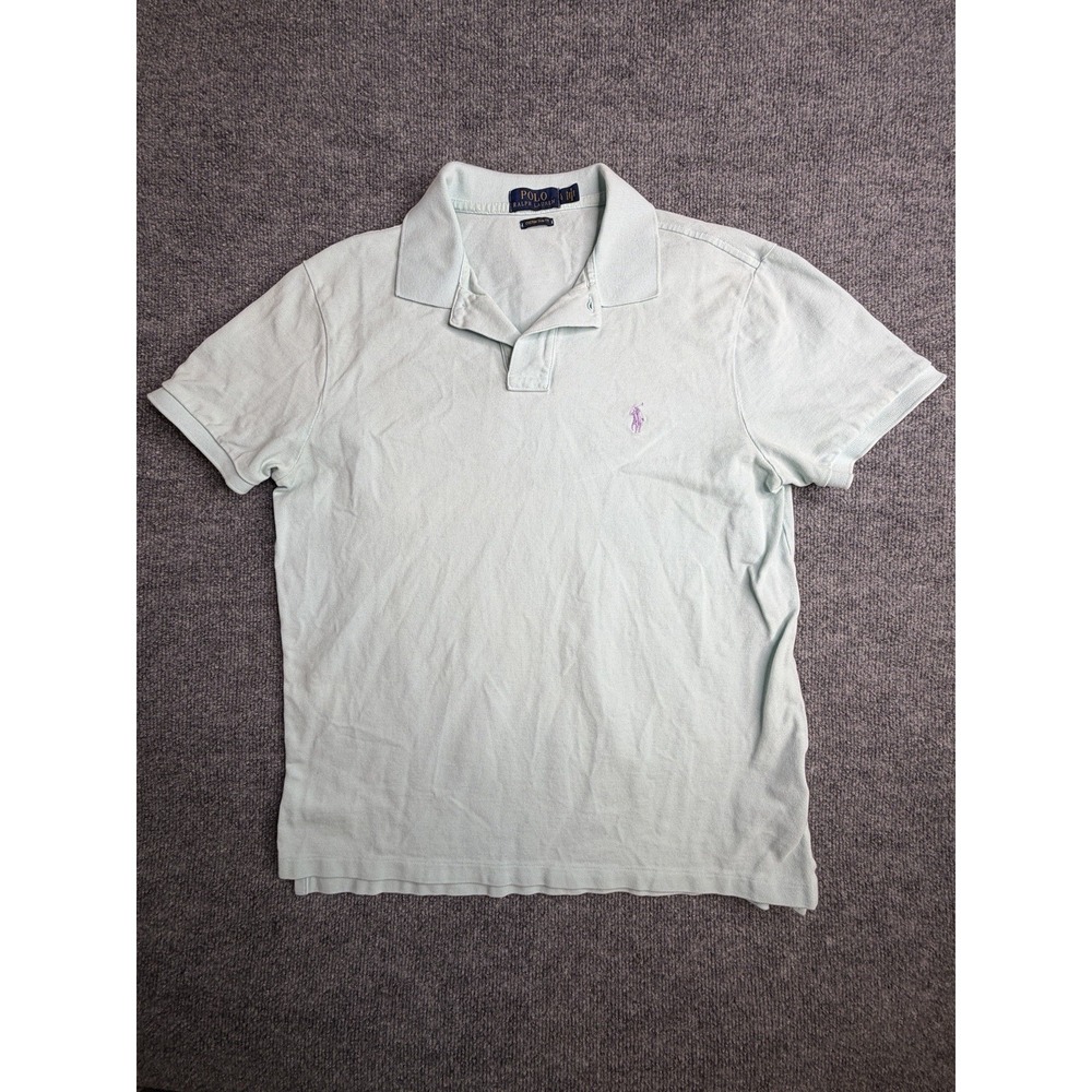 Polo Ralph Lauren Mesh Polo Shirt Mens L Light Blue Cotton Pony Logo Classic Fit